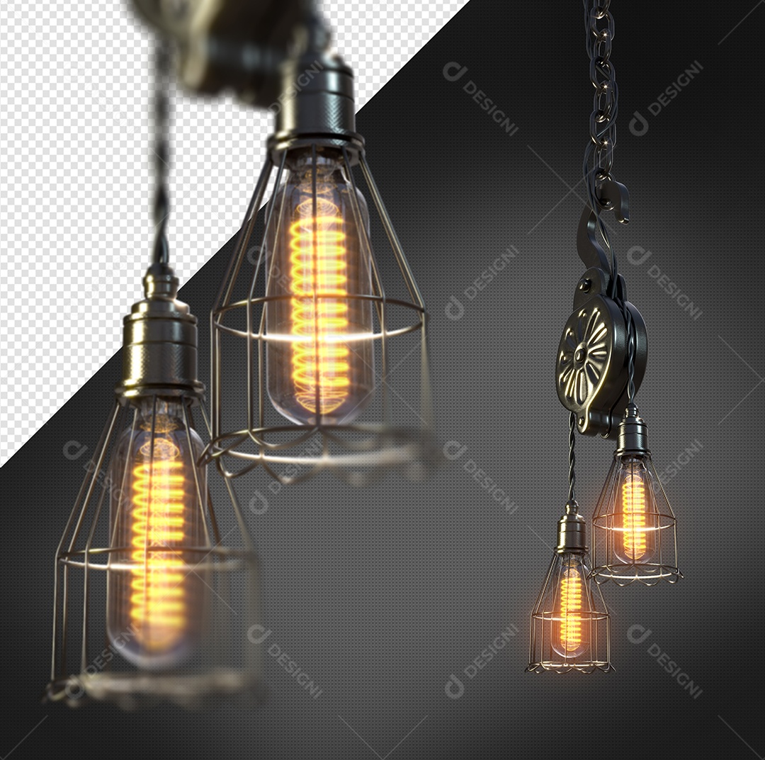 Luminária Antiga De Decoração Elemento 3D PSD