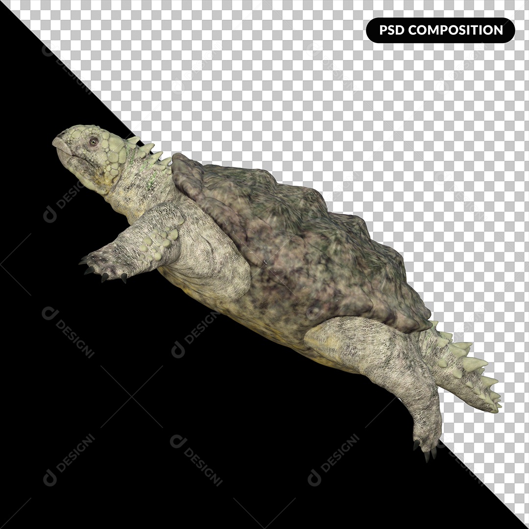Tartaruga Proganochelys Elemento 3D para Composição PSD
