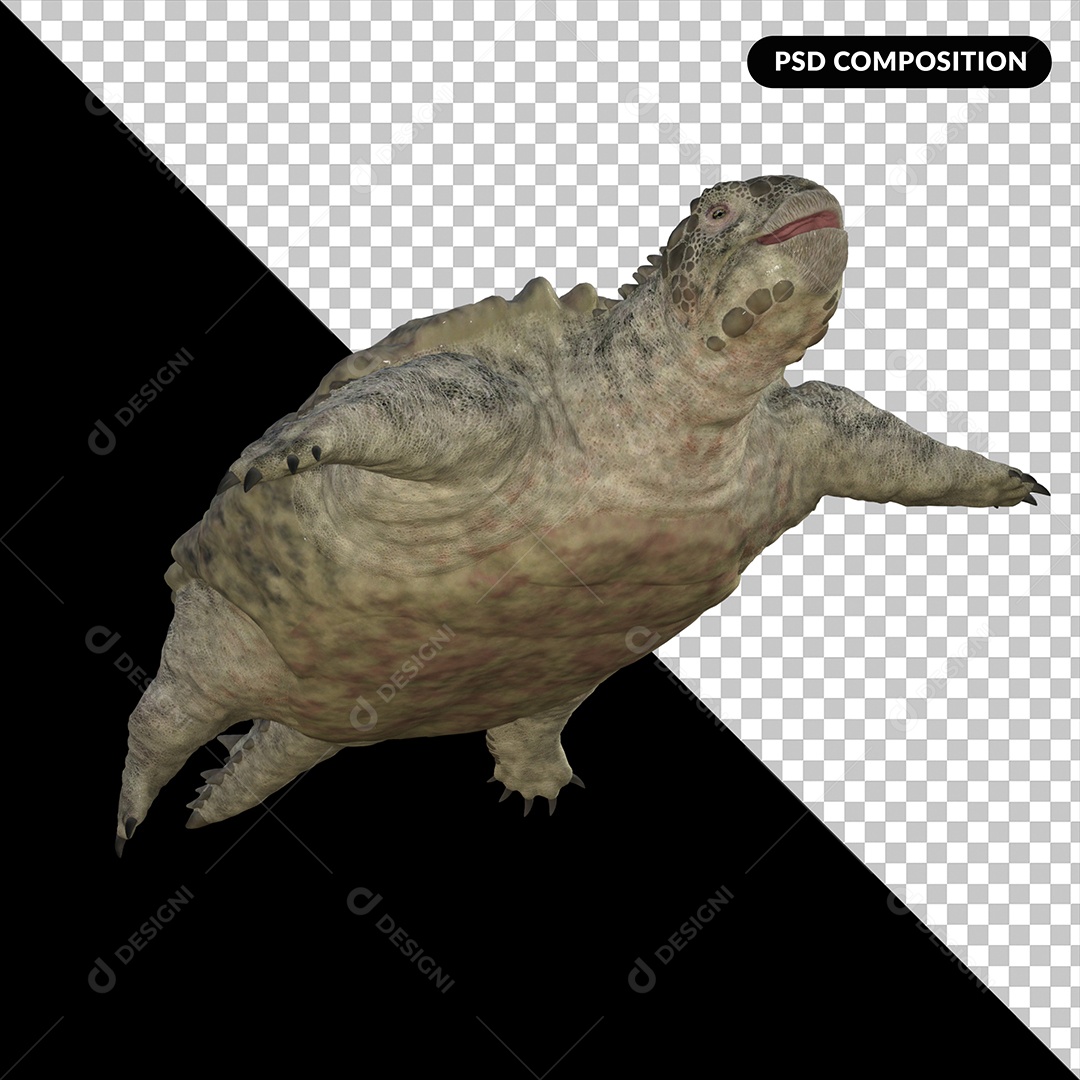 Tartaruga Proganochelys Elemento 3D para Composição PSD