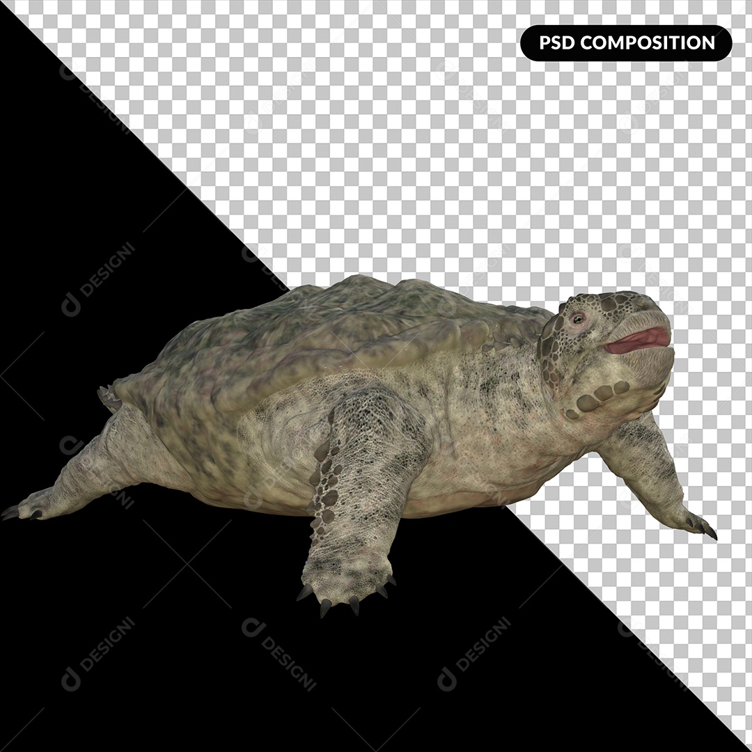 Tartaruga Proganochelys Elemento 3D para Composição PSD