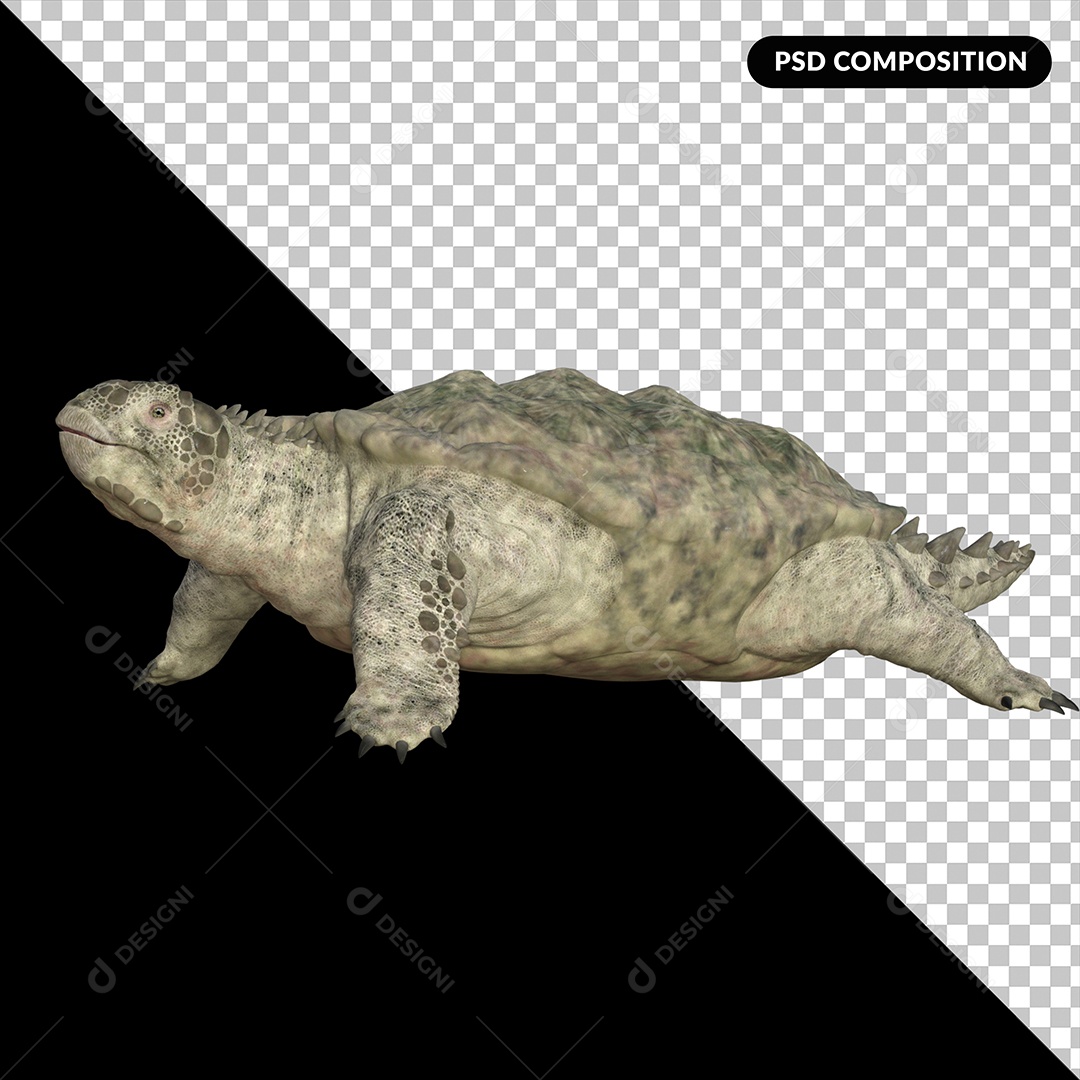 Tartaruga Proganochelys Elemento 3D para Composição PSD