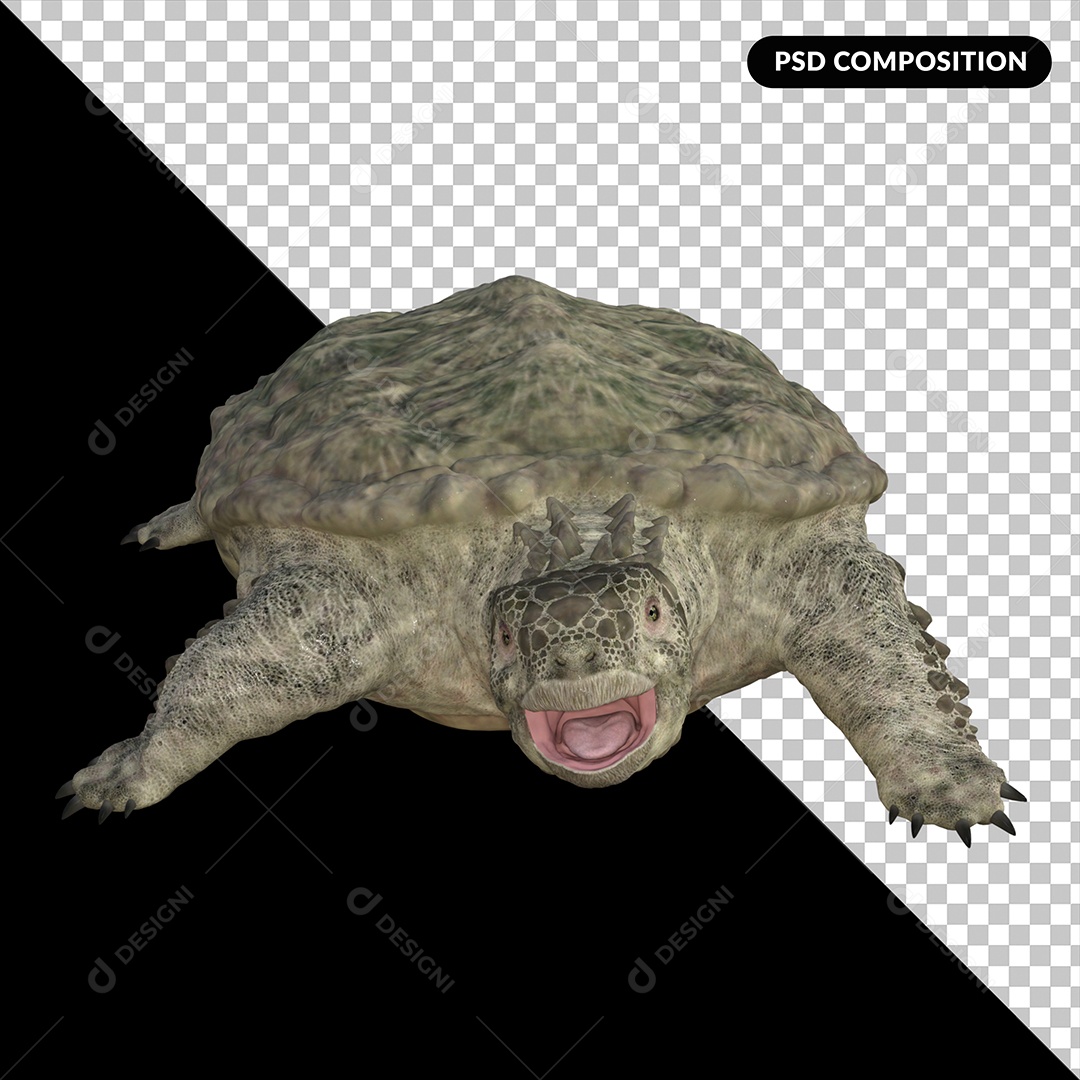 Tartaruga Proganochelys Elemento 3D para Composição PSD