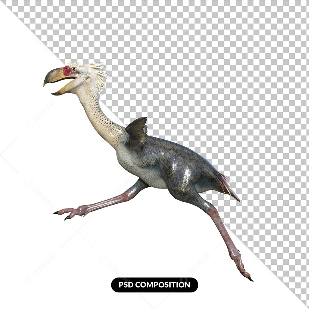 Dinossauro Phorusrhacos Elemento 3D para Composição PSD