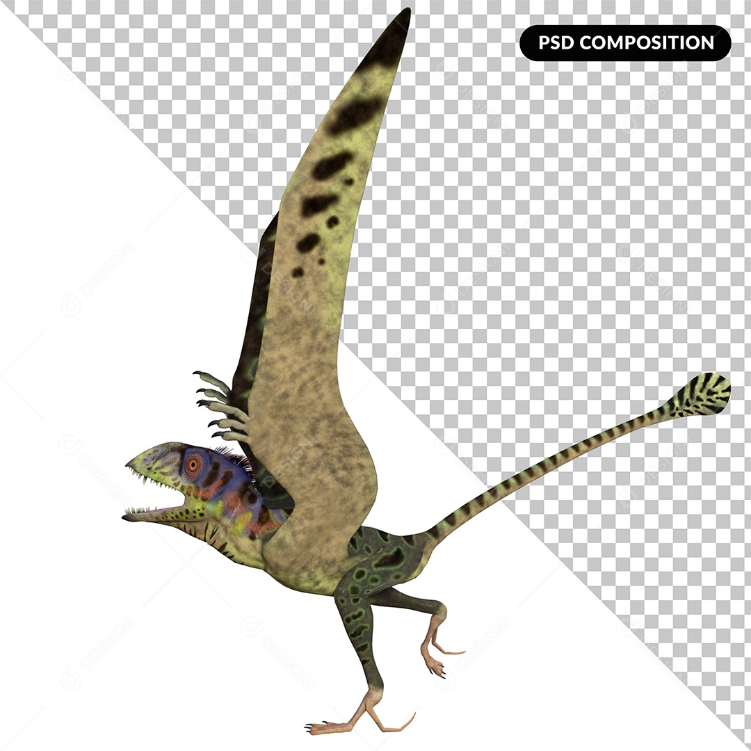 Dinossauro Peteinosaurus Elemento 3D para Composição PSD