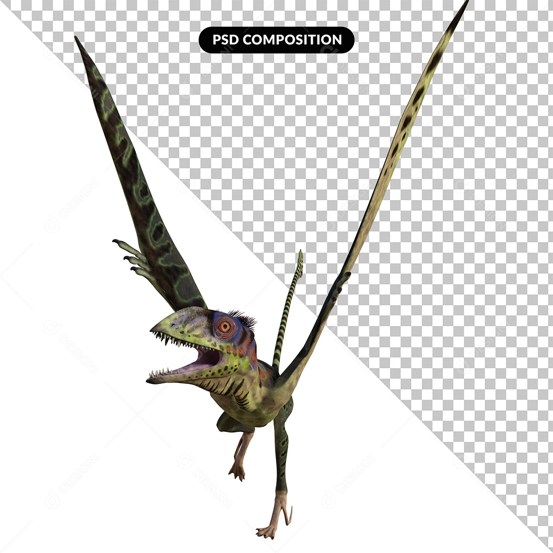 Dinossauro Peteinosaurus Elemento 3D para Composição PSD
