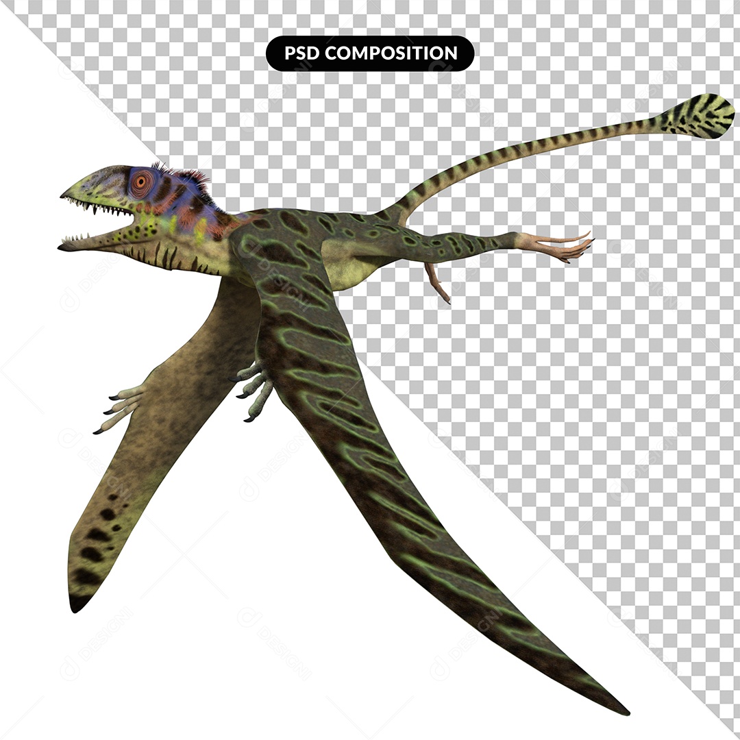 Dinossauro Peteinosaurus Elemento 3D para Composição PSD