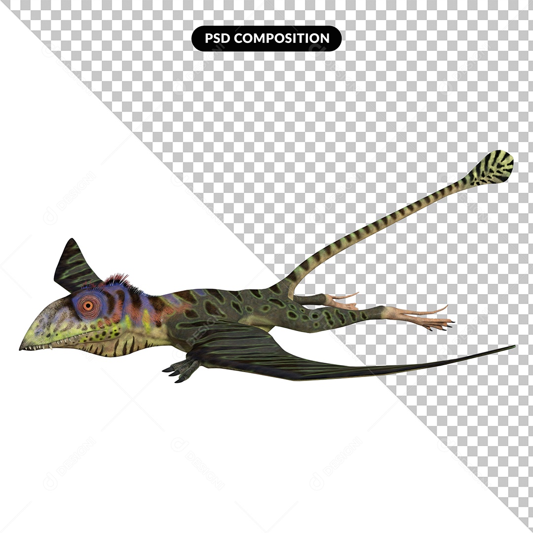Dinossauro Peteinosaurus Elemento 3D para Composição PSD