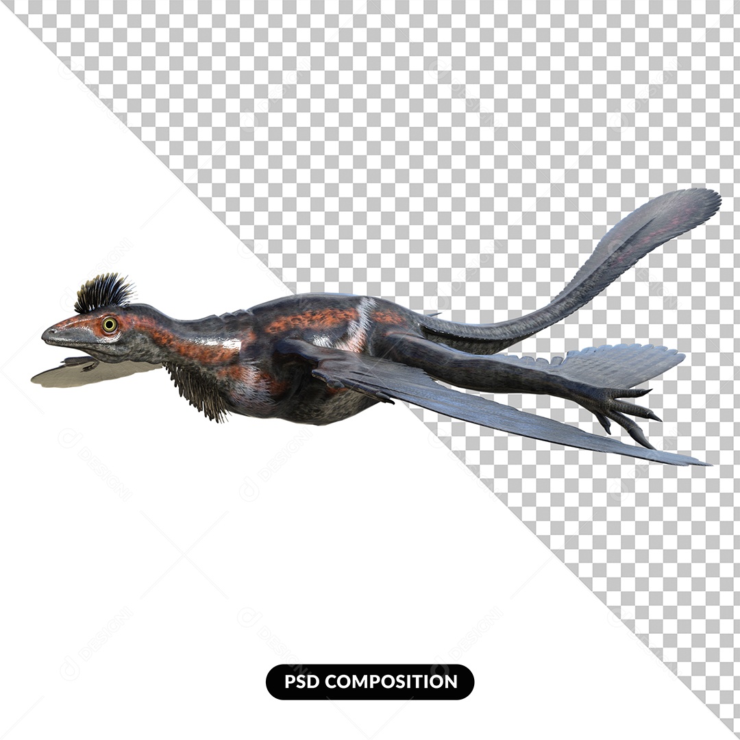 Elemento 3D Dinossauro Microraptor para Composição PSD