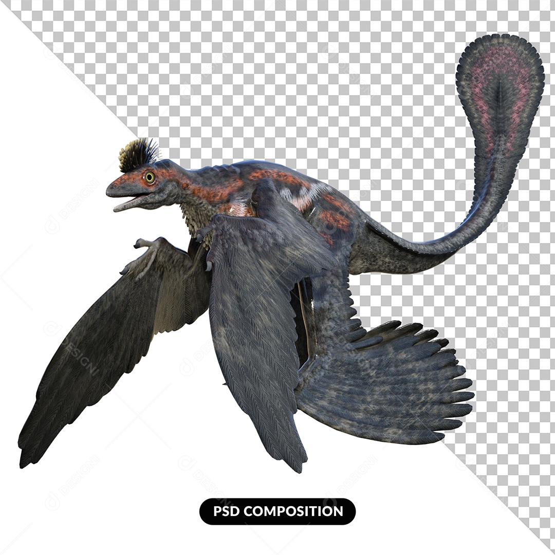 Dinossauro Microraptor Elemento 3D para Composição PSD