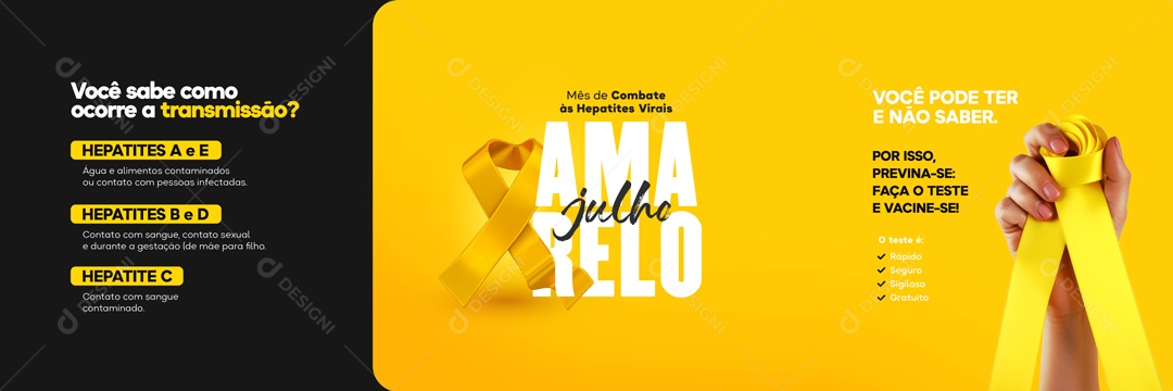 Social Media Carrossel Julho Amarelo Hepatites Virais PSD Editável