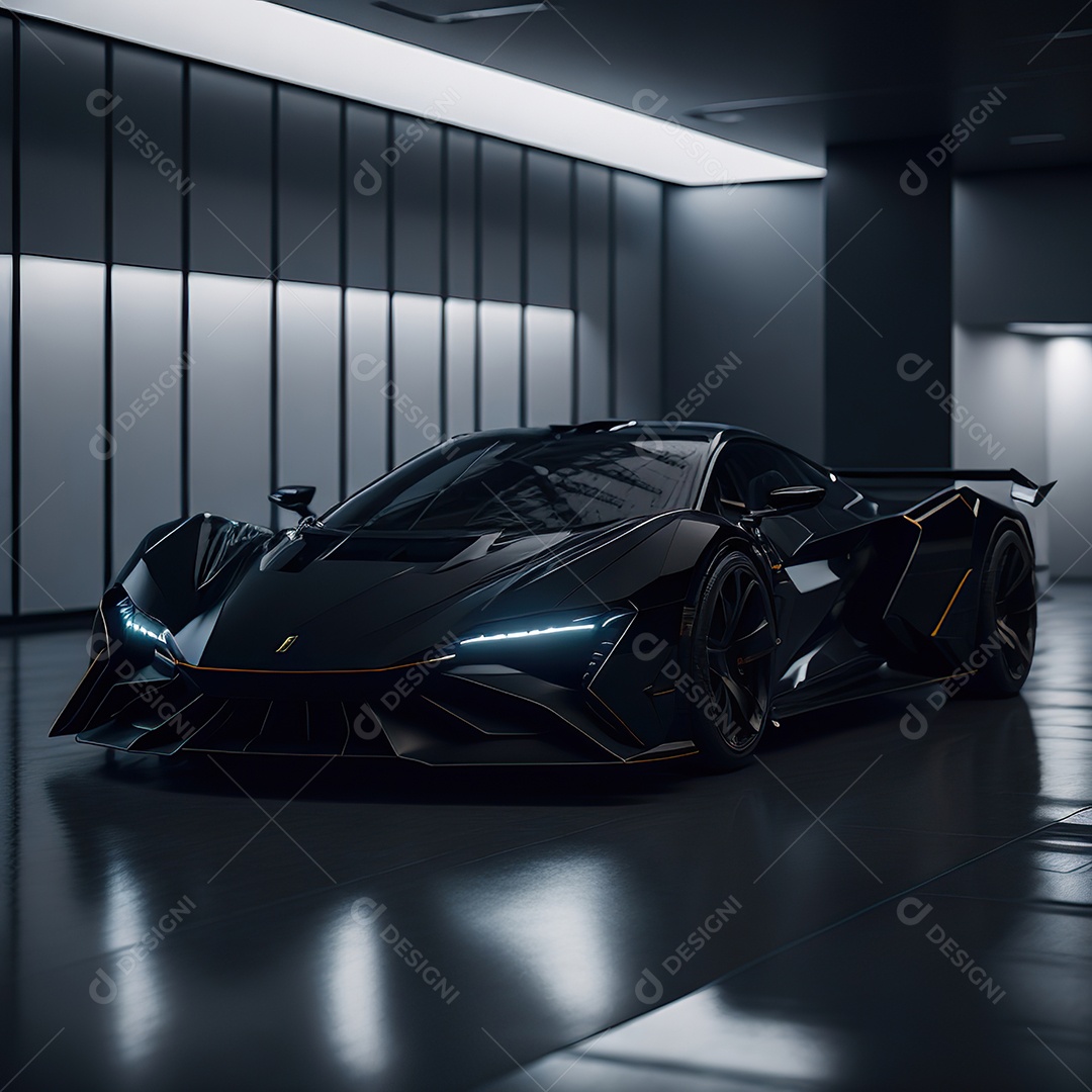 Veículo de luxo sobre uma garagem