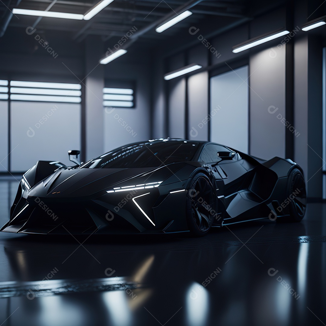 Veículo de luxo sobre uma garagem