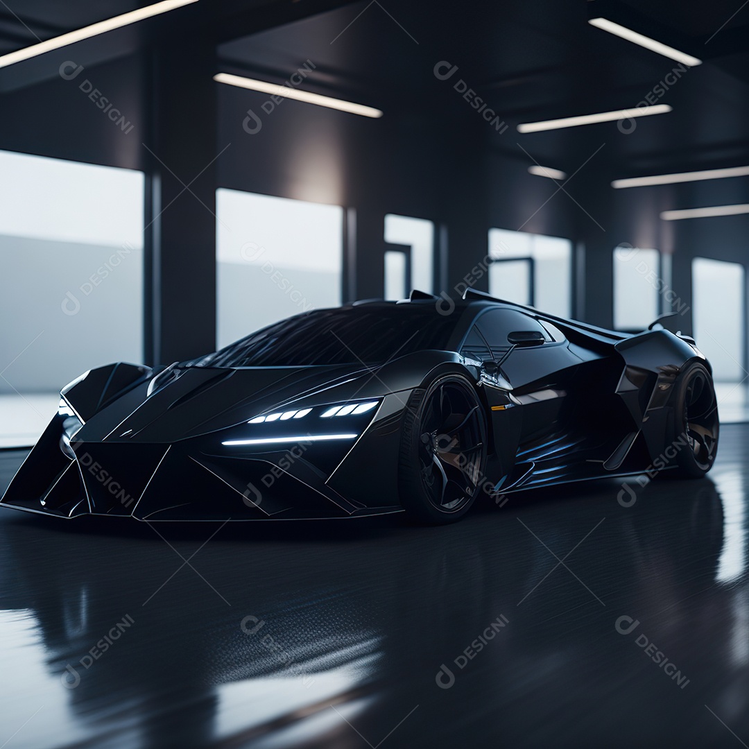 Veículo de luxo sobre uma garagem