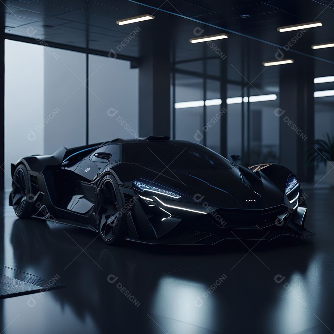 Veículo de luxo sobre uma garagem