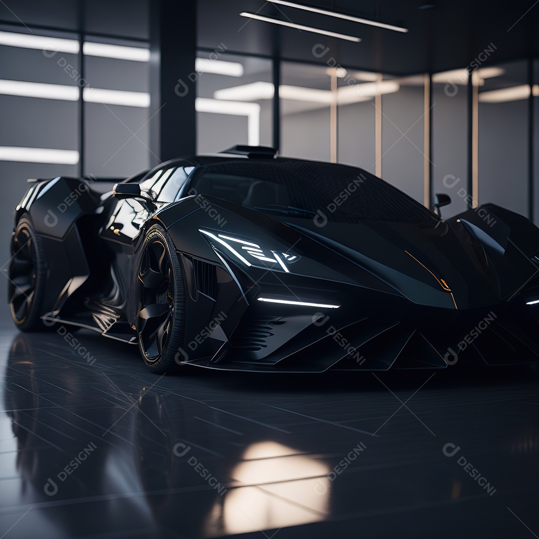 Veículo de luxo sobre uma garagem