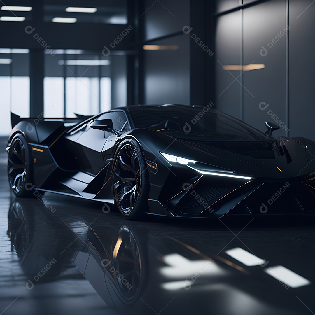 Veículo de luxo sobre uma garagem