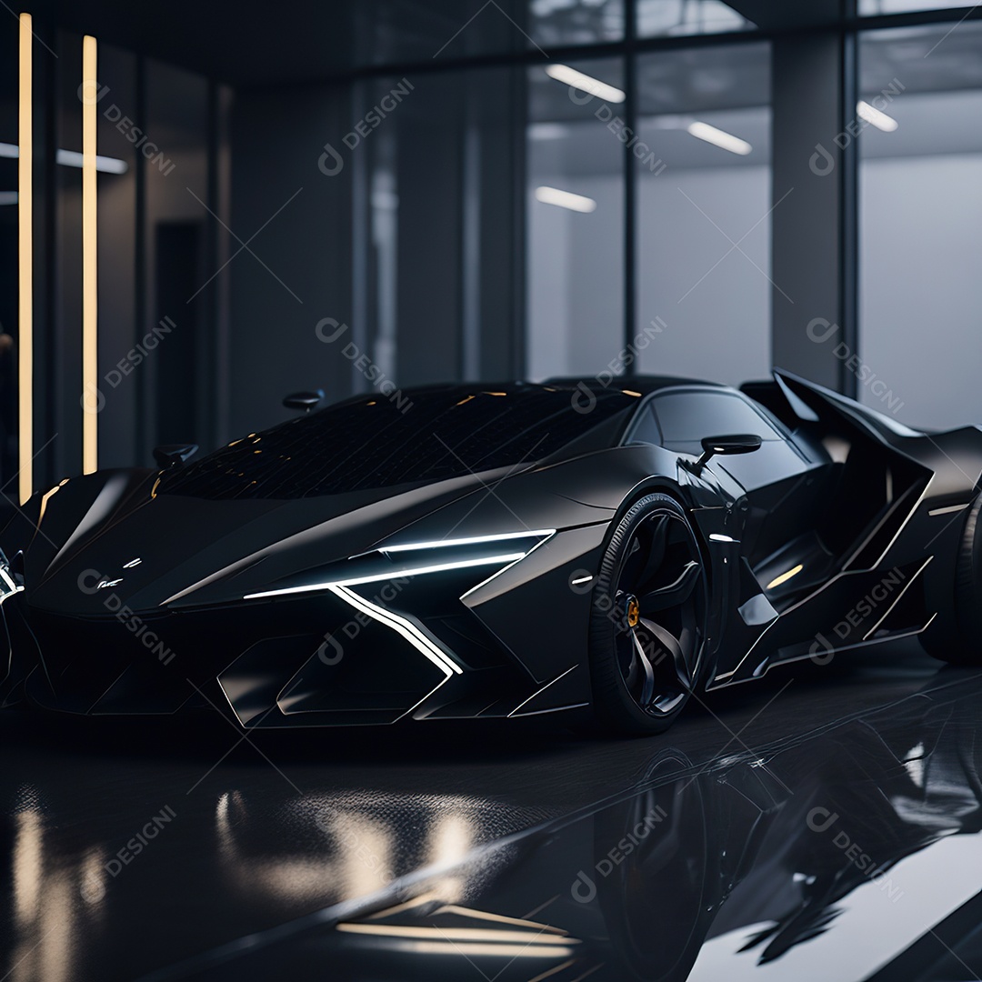 Veículo de luxo sobre uma garagem