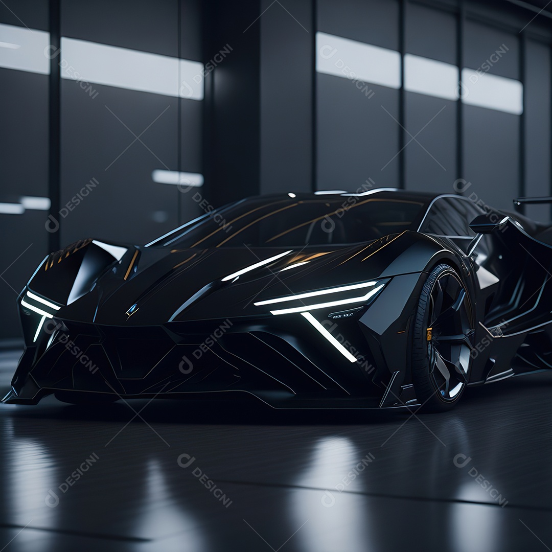 Veículo de luxo sobre uma garagem