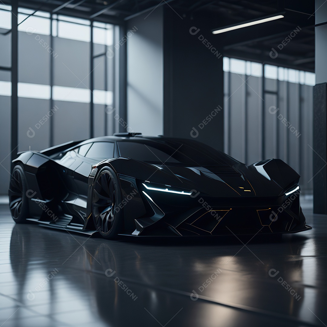 Veículo de luxo sobre uma garagem