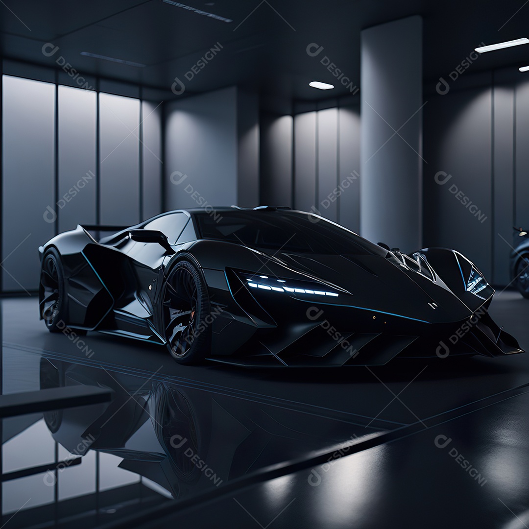 Veículo de luxo sobre uma garagem