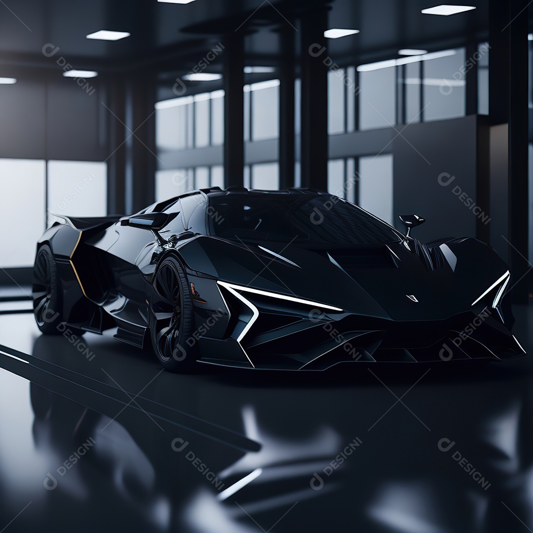 Veículo de luxo sobre uma garagem