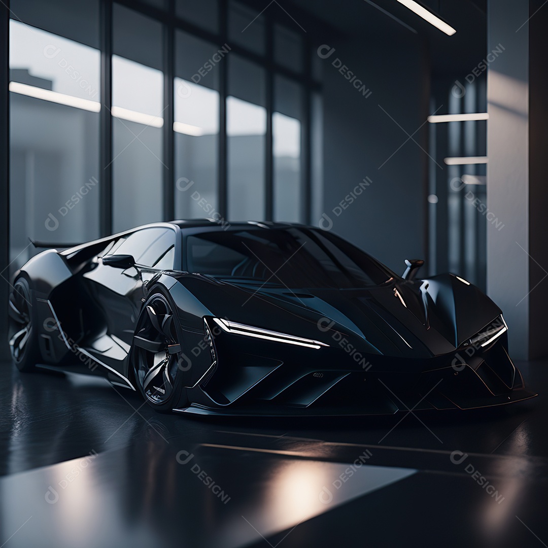 Veículo de luxo sobre uma garagem