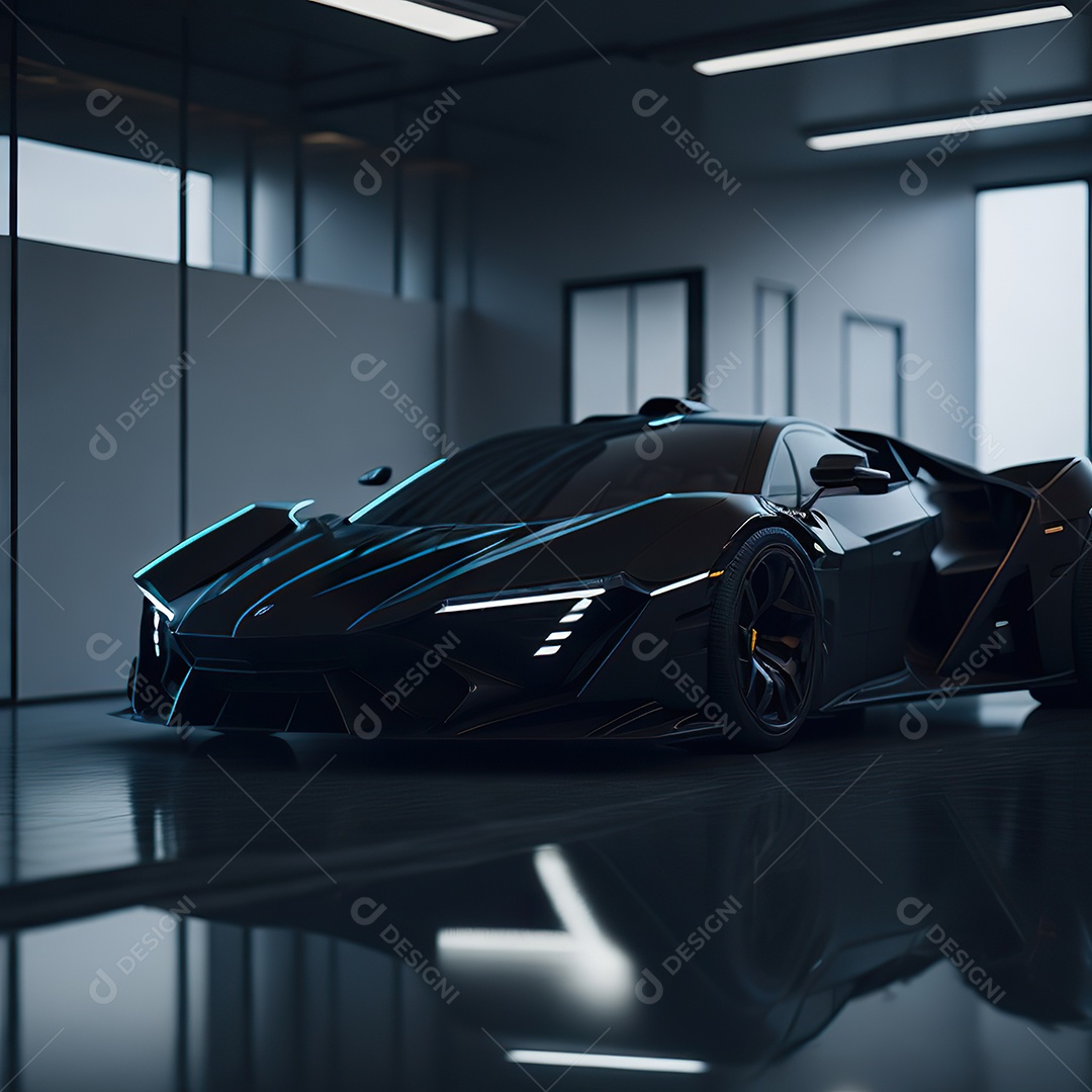 Veículo de luxo sobre uma garagem