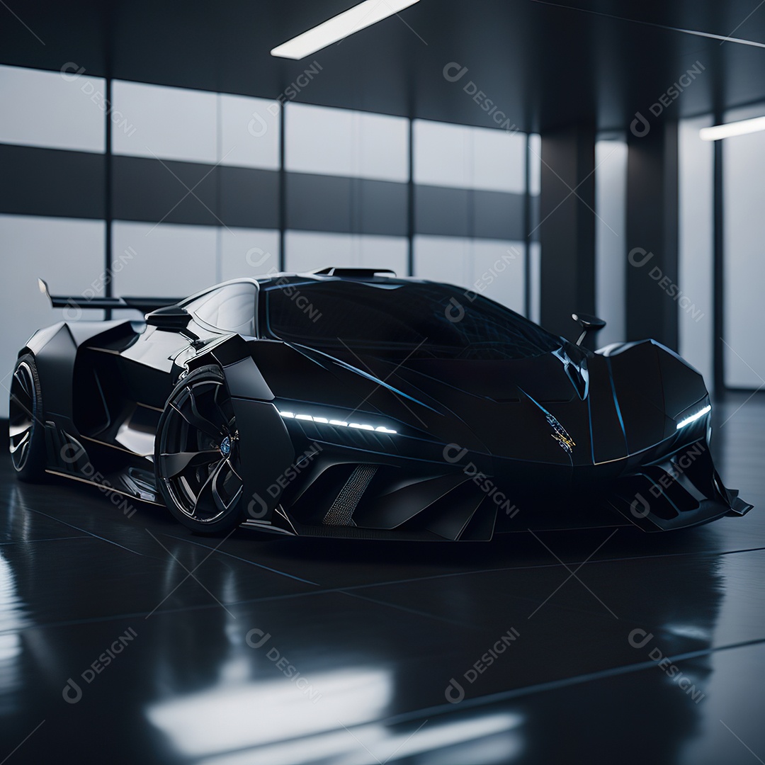 Veículo de luxo sobre uma garagem