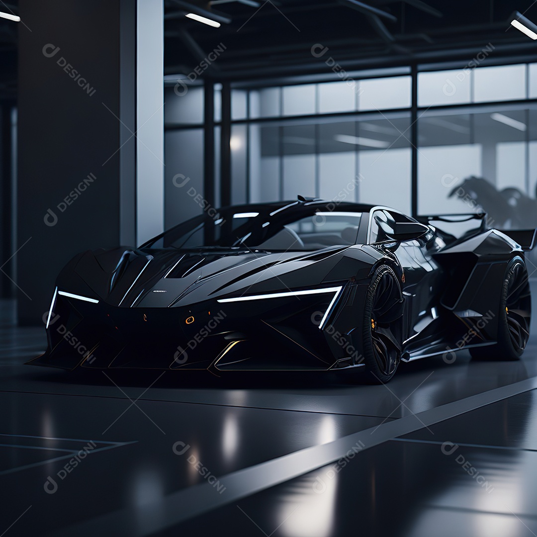 Veículo de luxo sobre uma garagem