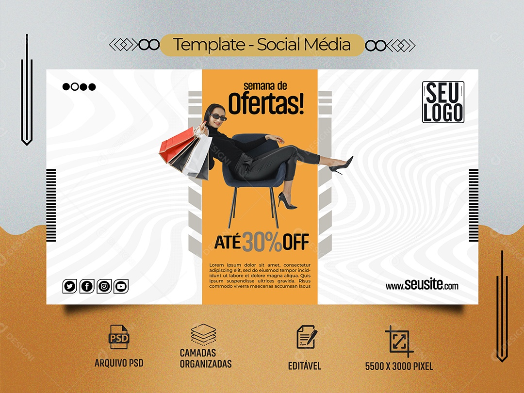 Banner Semana De Ofertas Até 30% Off Social Media PSD Editável