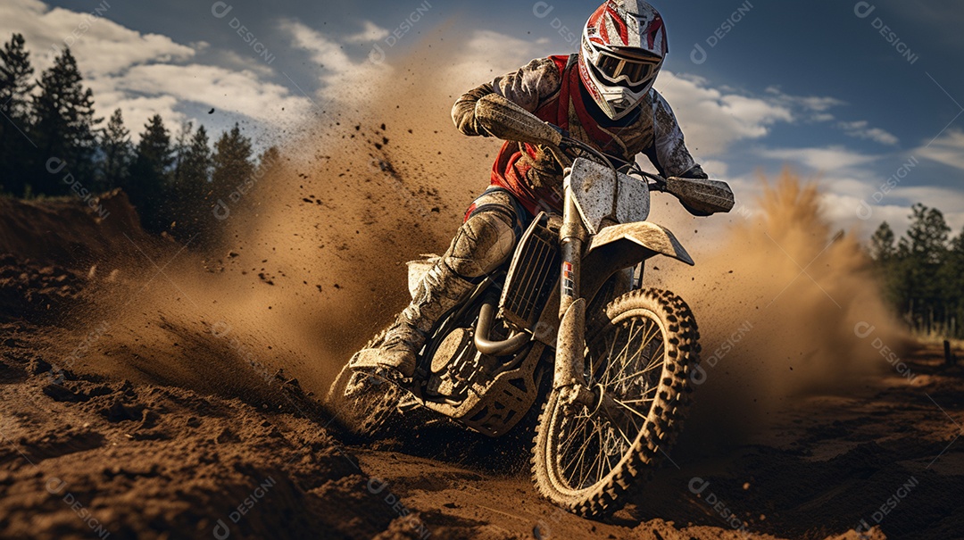 Homem pilotando moto de motocross