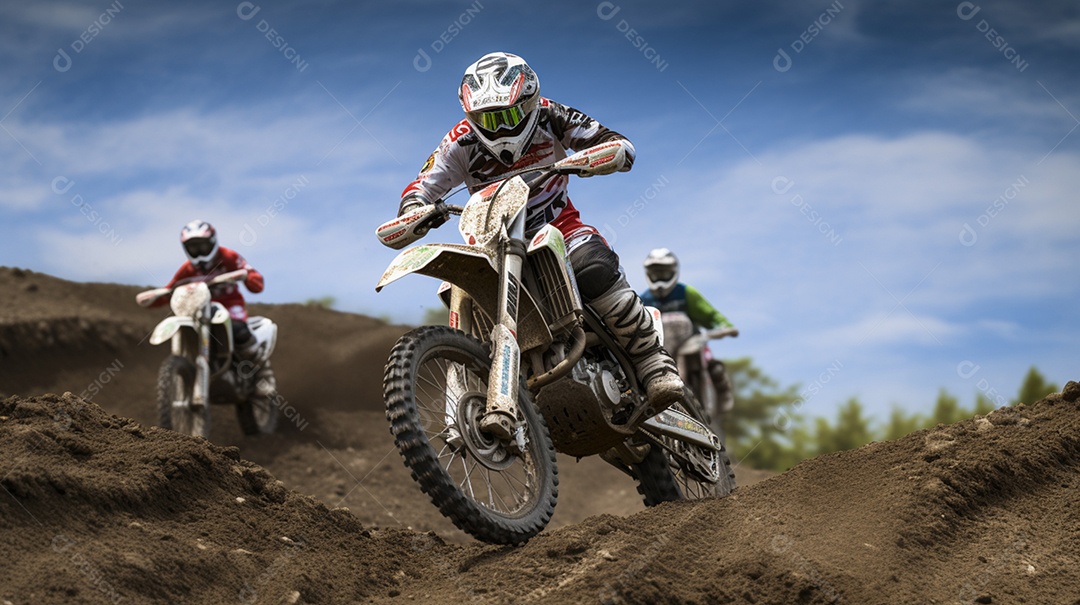 Homens pilotando moto de motocross