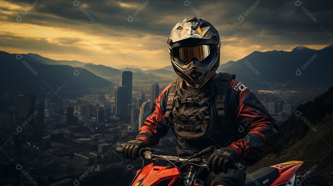 Homem pilotando moto de motocross