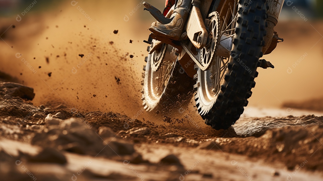 Homem pilotando moto de motocross