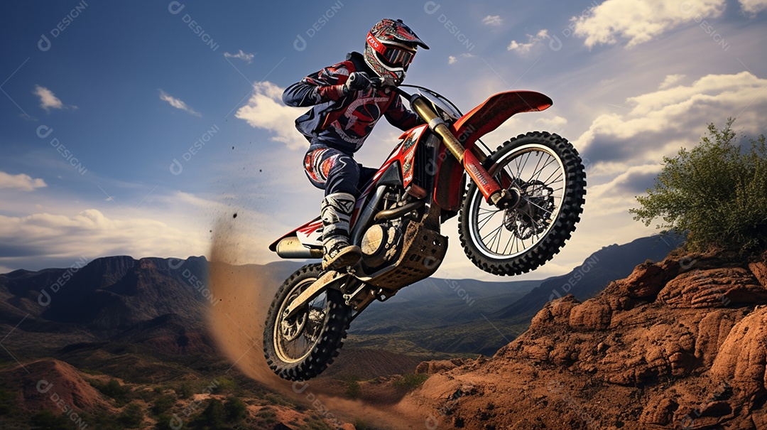 Homem pilotando moto de motocross