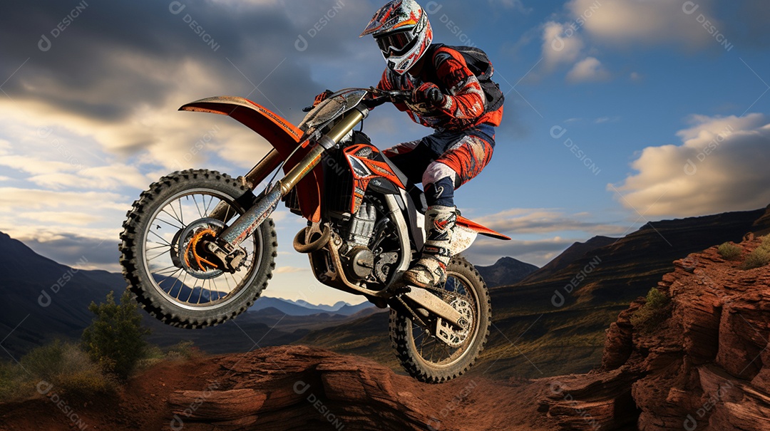 Homem pilotando moto de motocross