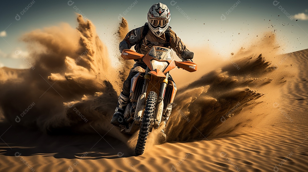 Homem pilotando moto de motocross
