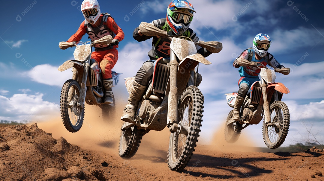 Homem pilotando moto de motocross