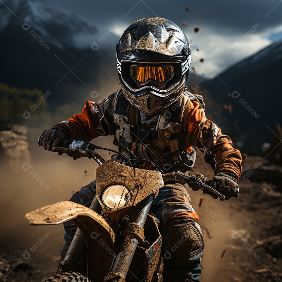 Homem pilotando moto de motocross