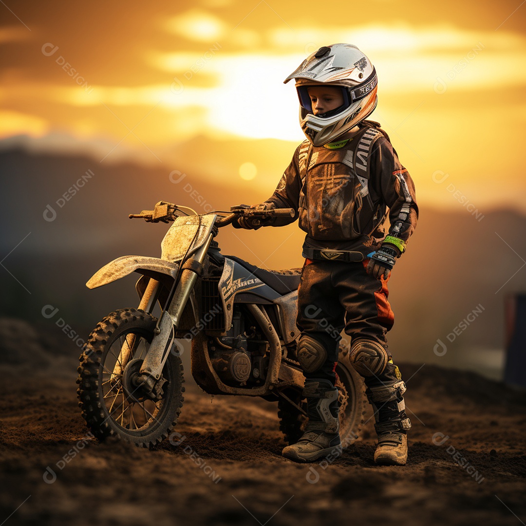 Homem pilotando moto de motocross