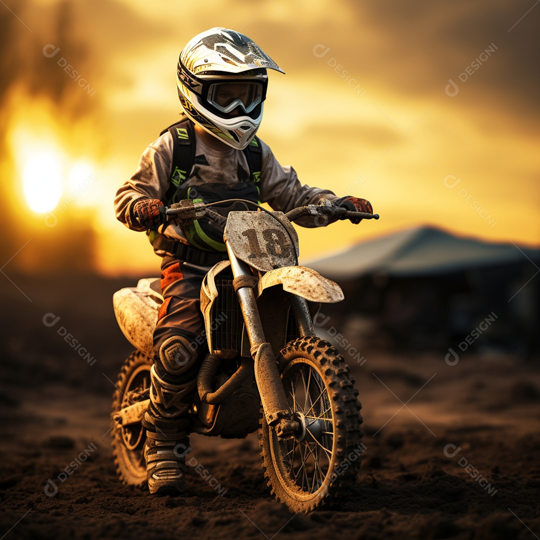 Homem pilotando moto de motocross