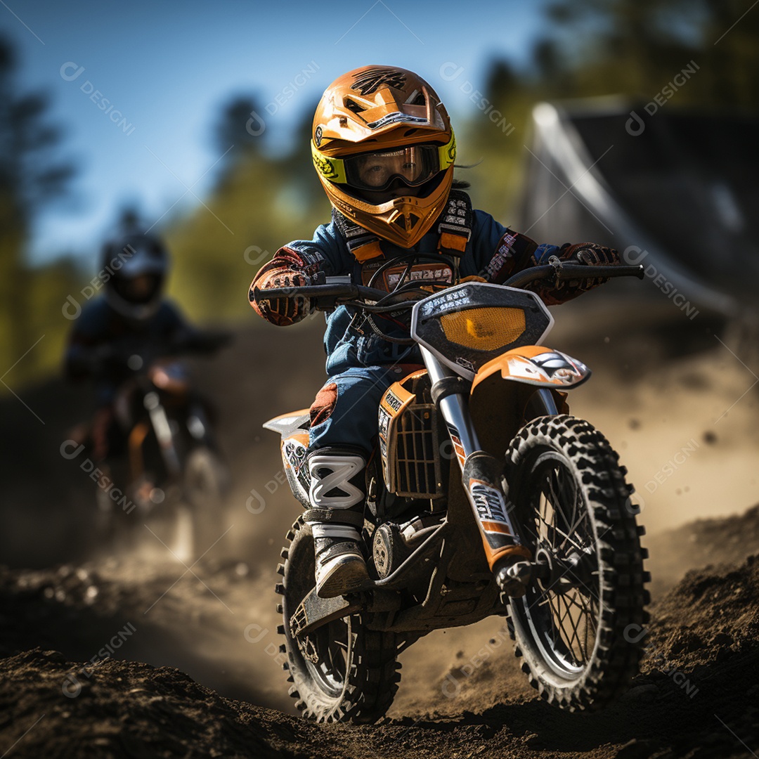 Homem pilotando moto de motocross