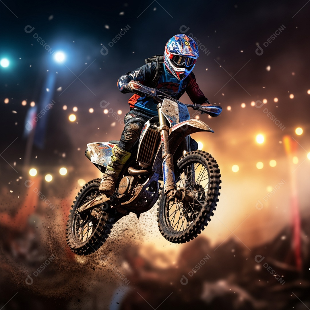 Homem pilotando moto de motocross