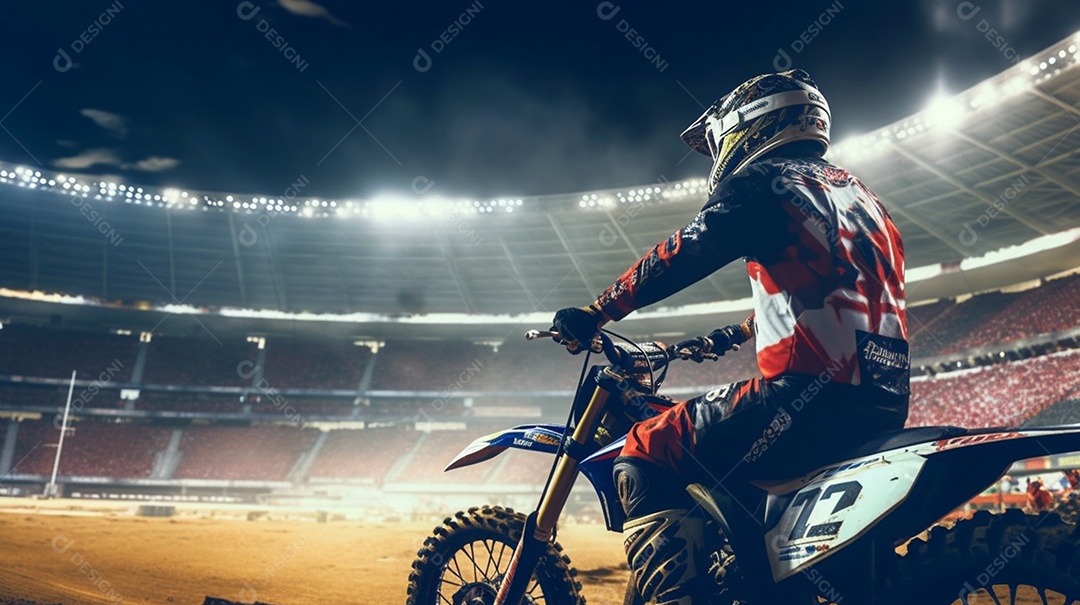 Homem pilotando moto de motocross