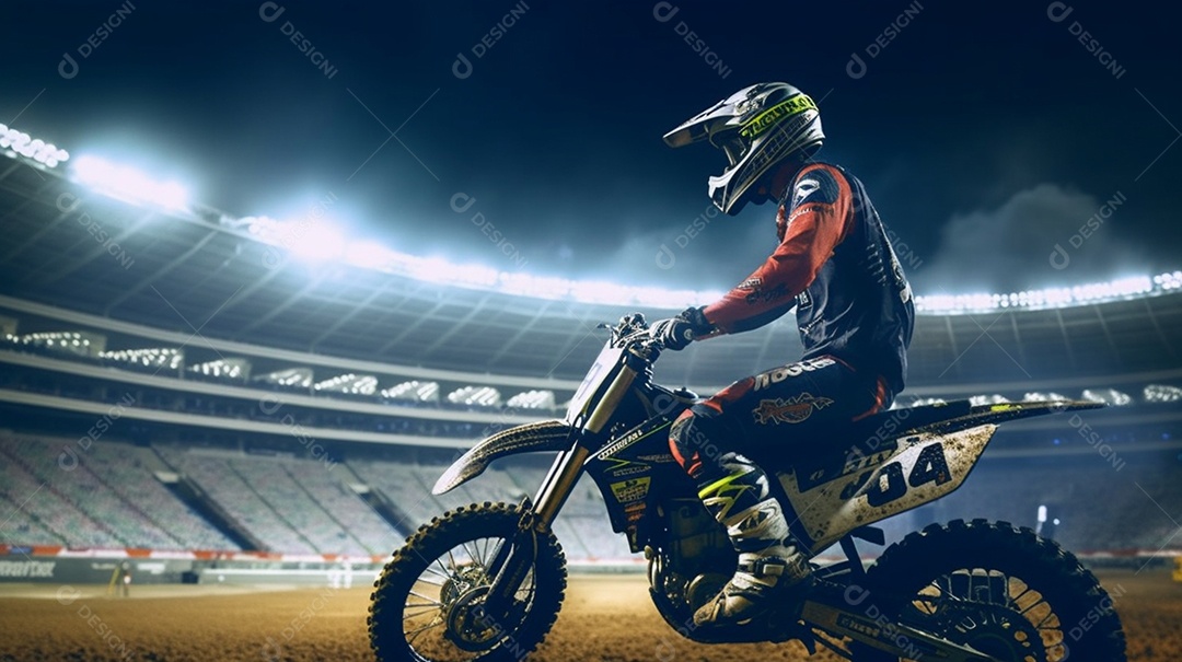 Homem pilotando moto de motocross
