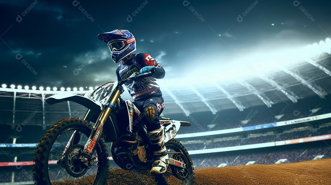 Homem pilotando moto de motocross