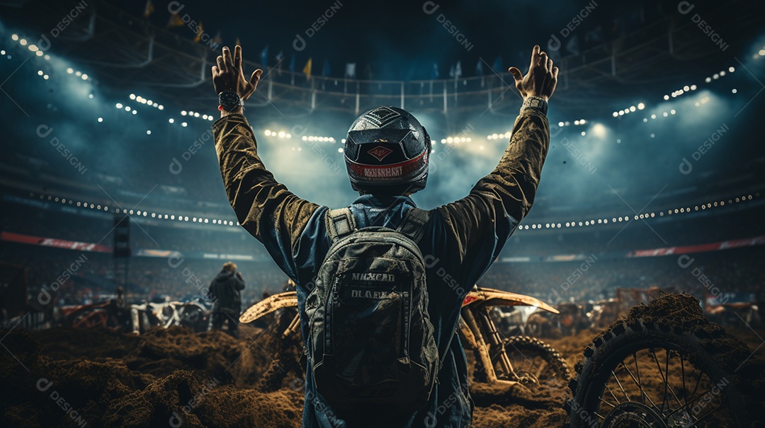 Homem pilotando moto de motocross