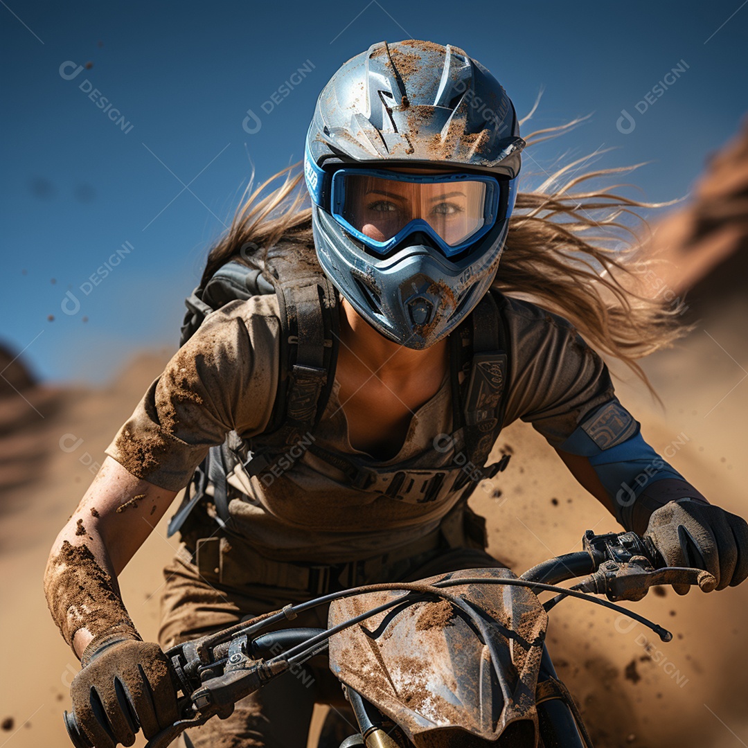 Mulher pilotando moto de motocross