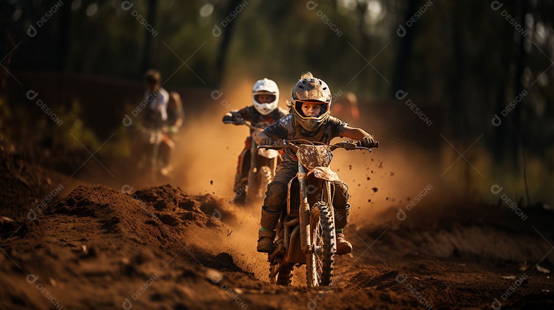 Homens pilotando moto de motocross