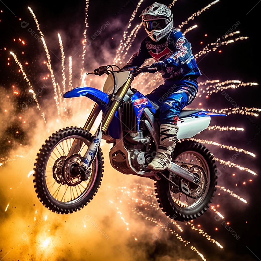 Homem pilotando moto de motocross